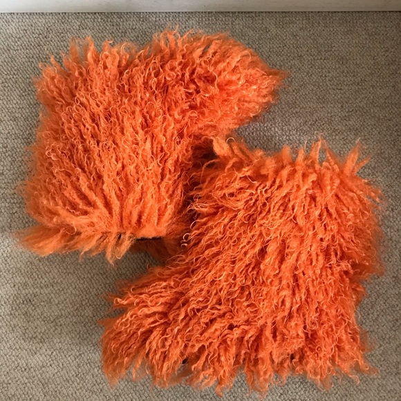Crazy Fuzzy Orange Boots - Picture 2 of 6